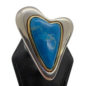 RLM Studio Robert Lee Morris Turquoise Sterling Silver Brass Heart Ring Size 8